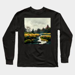 Moody River Landscape Long Sleeve T-Shirt